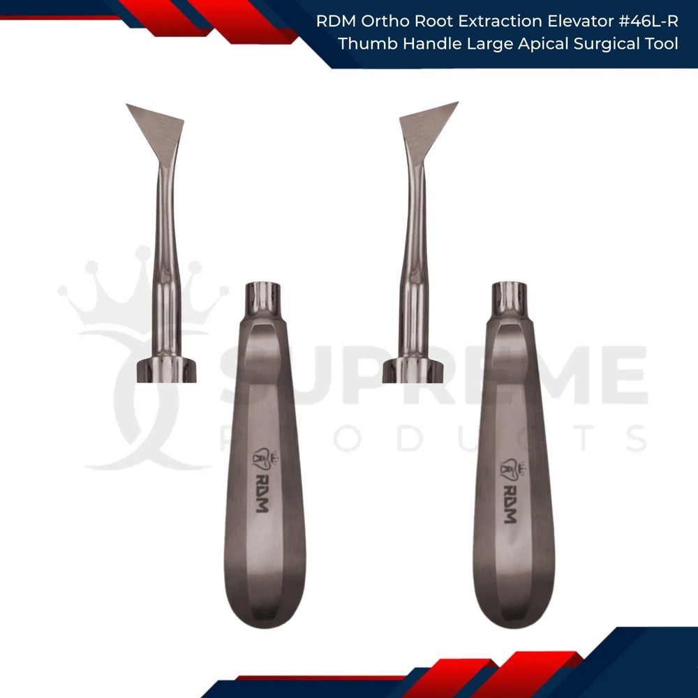 RDM Ortho Root Extraction Elevator#46L-R Thumb Handle Large Apical Surgical Tool