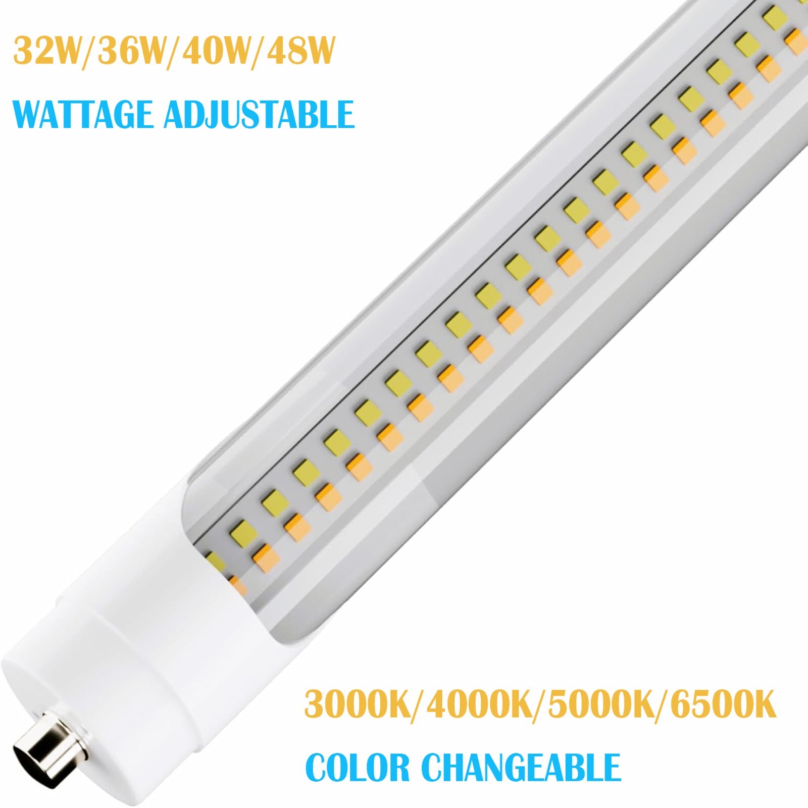 8ft LED Tube Light T8 Single Pin & CCT Changeable Led Shop Ballast Bypass Light