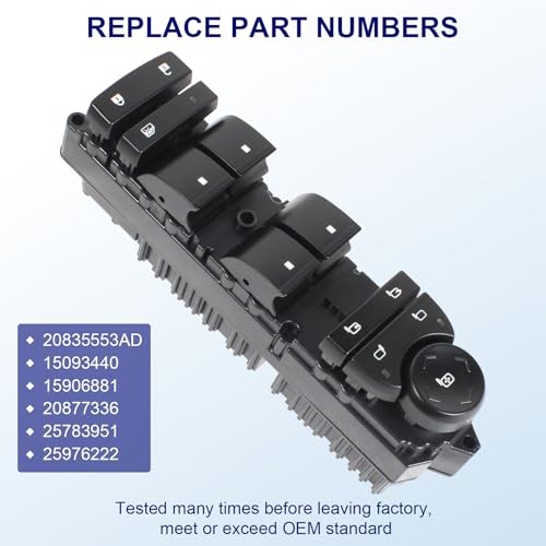 Driver Side Master Power Window Switch 20835553AD Compatible with Chevy Tahoe