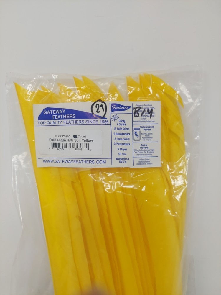 29 Count Gateway Feathers FULL LENGTH Right Wing: Sun Yellow