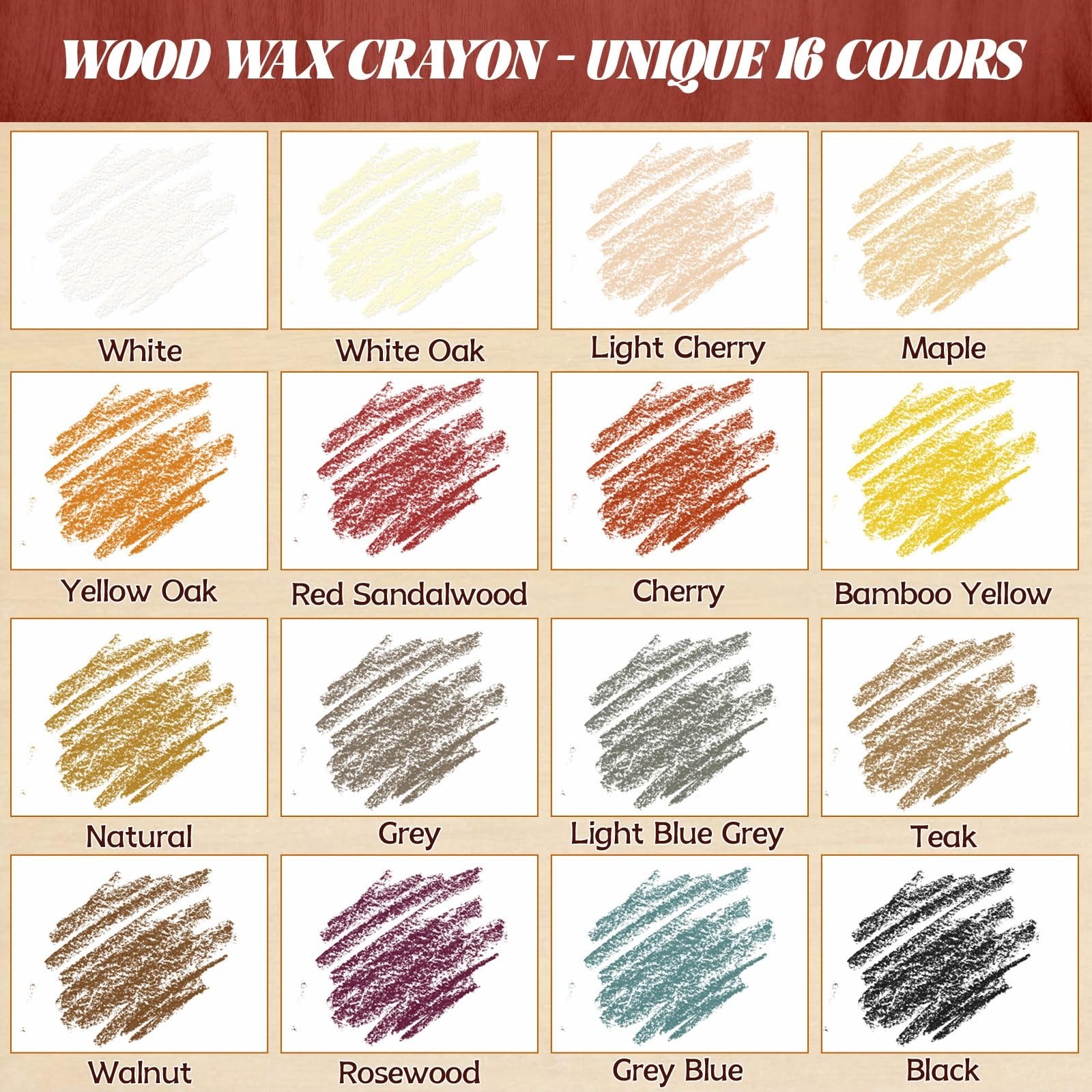 Wood Filler Sticks - 16 Colors Wood Repair Wax Crayons, Furniture Scratch Wax...