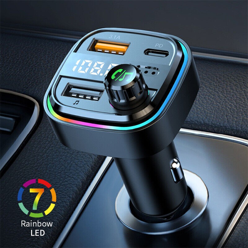 Universal Bluetooth 5.0 Car Wireless Adapter FM-Transmitter MP3 Radio USBCharger