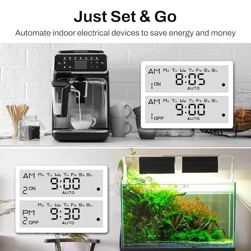 BN-LINK Indoor Digital Timer Outlet, Dual Outlet 7 Day Programmable Light Switch