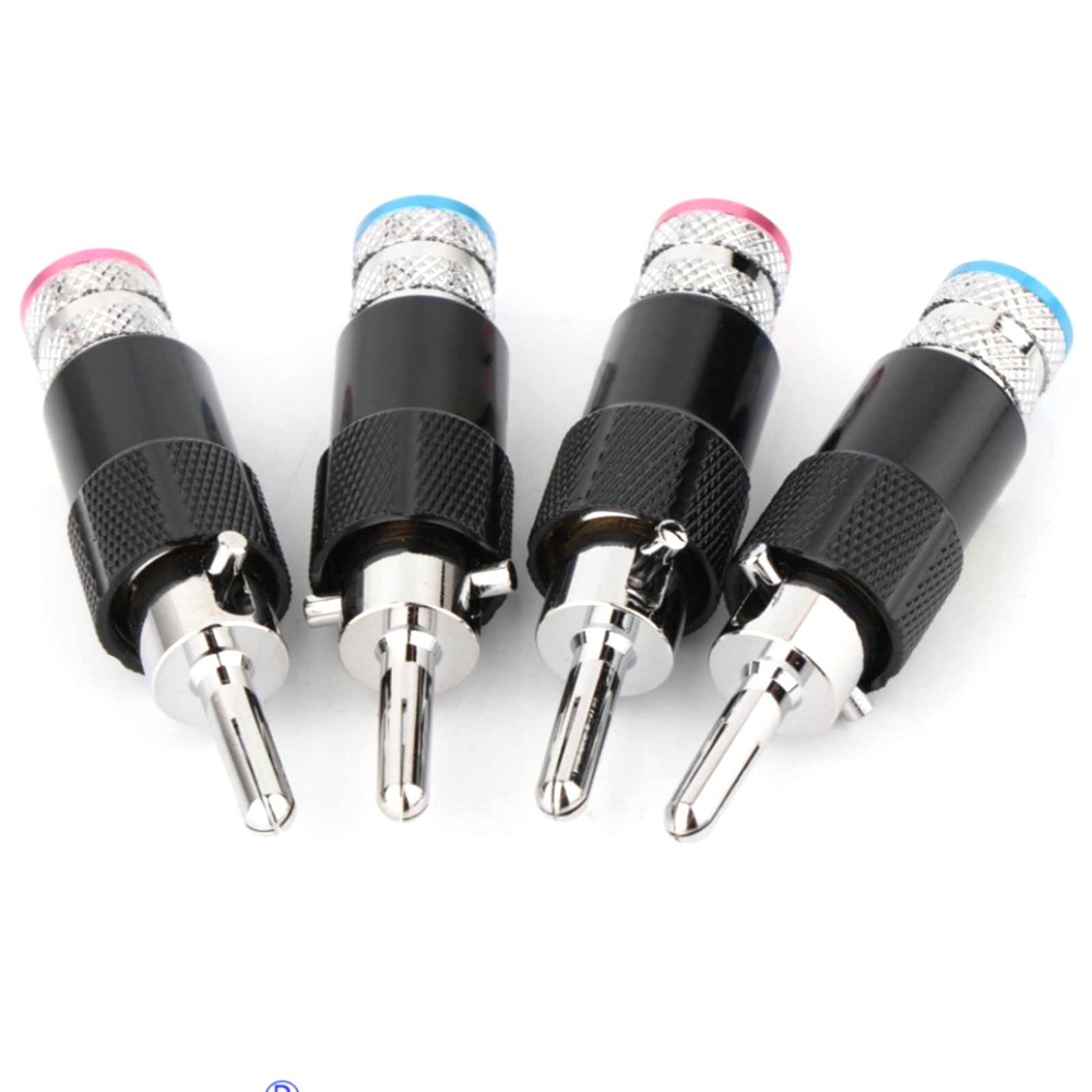 4pcs Brass Double Screw Locking Banana Adapter Plug HIFI Cable Connector