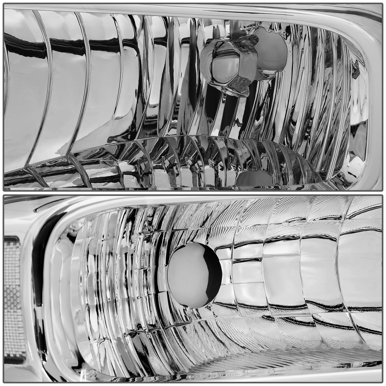 FOR 05-07 FORD F250 F350 SUPER DUTY CHROME HOUSING CLEAR CORNER HEADLIGHT LAMPS