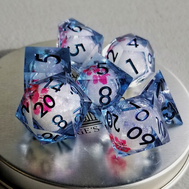 Sage's Flowered Souls Liquid Core Sharp Edge Resin Dice Set