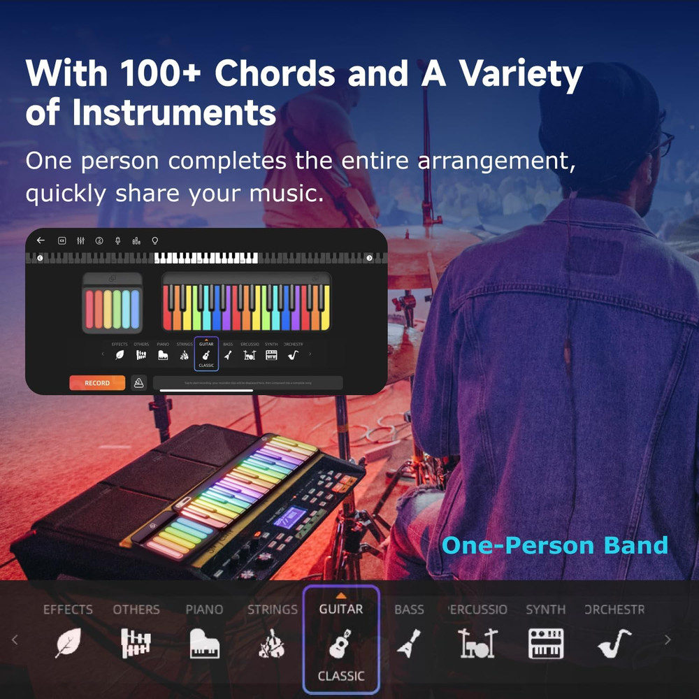 Interactive Smart Piano Keyboard with Rainbow Lights & 256 Tones