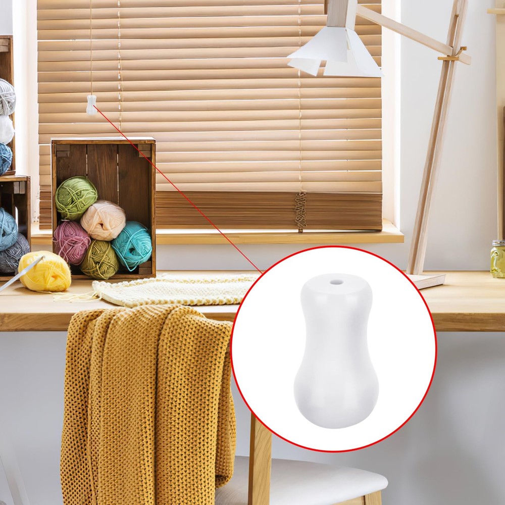 12 Pcs White Blind Pull Cord Knobs, Window Blinds Wood Tassels