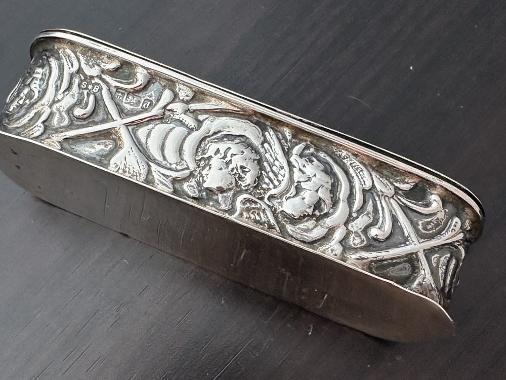 Antique Solid Silver Trinket Box Reynolds Angels c.1903