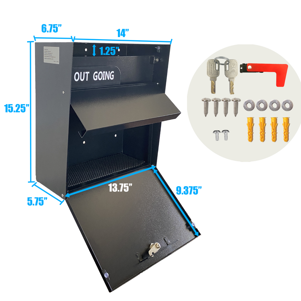 Rainproof Wall Mount Mailbox with Outgoing Mail Flag and Holder Locking Mailbox