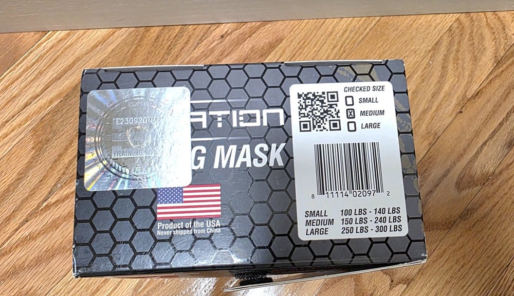 Elevation Training Mask Size M NEW-High Altitude Training Simulation
