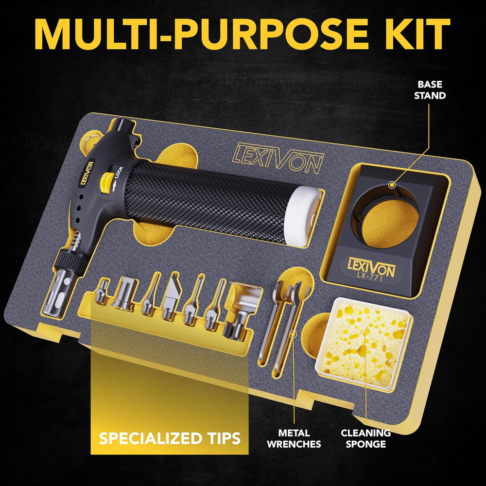 LEXIVON Butane Torch Multi-Function Kit | Premium Self-Igniting Soldering Statio