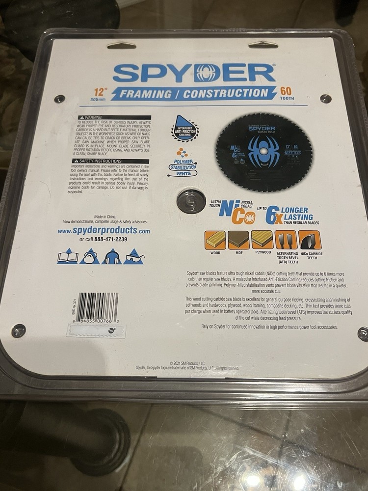 Spyder Miter Blade 12" X 60 Tooth Carbide
