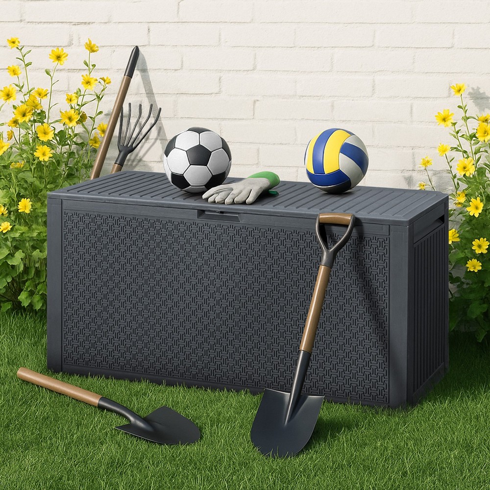 Portable 90Gallons Maze Pattern Plastic Injection Garden Lockable Storage Box