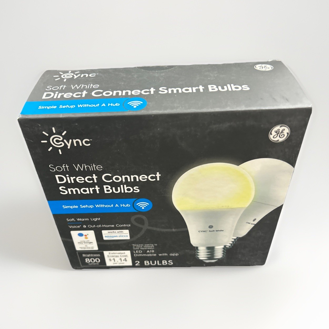Cync by GE Direct Connect Soft White Smart LED Light Bulbs A19 (2-Pack)