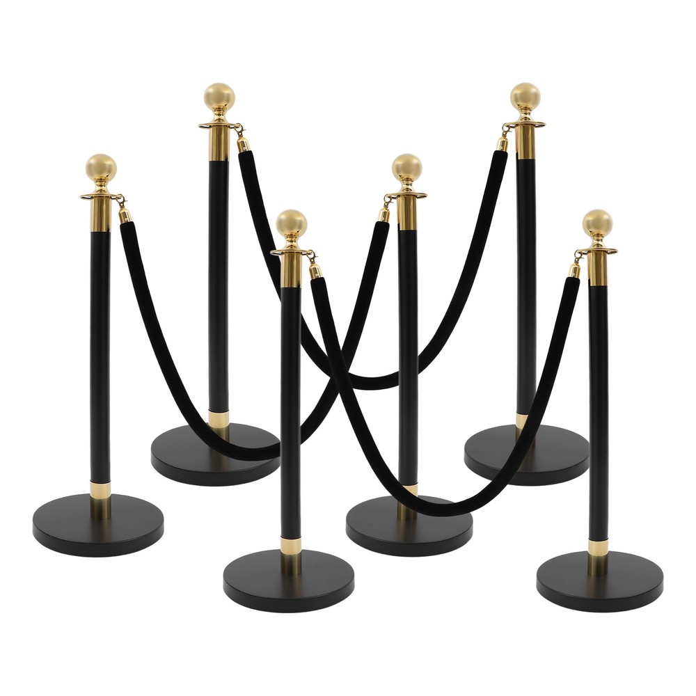 6Pcs Stanchion Posts Queue Pole & 3x1.5m Ropes Crowd Control Barrier New