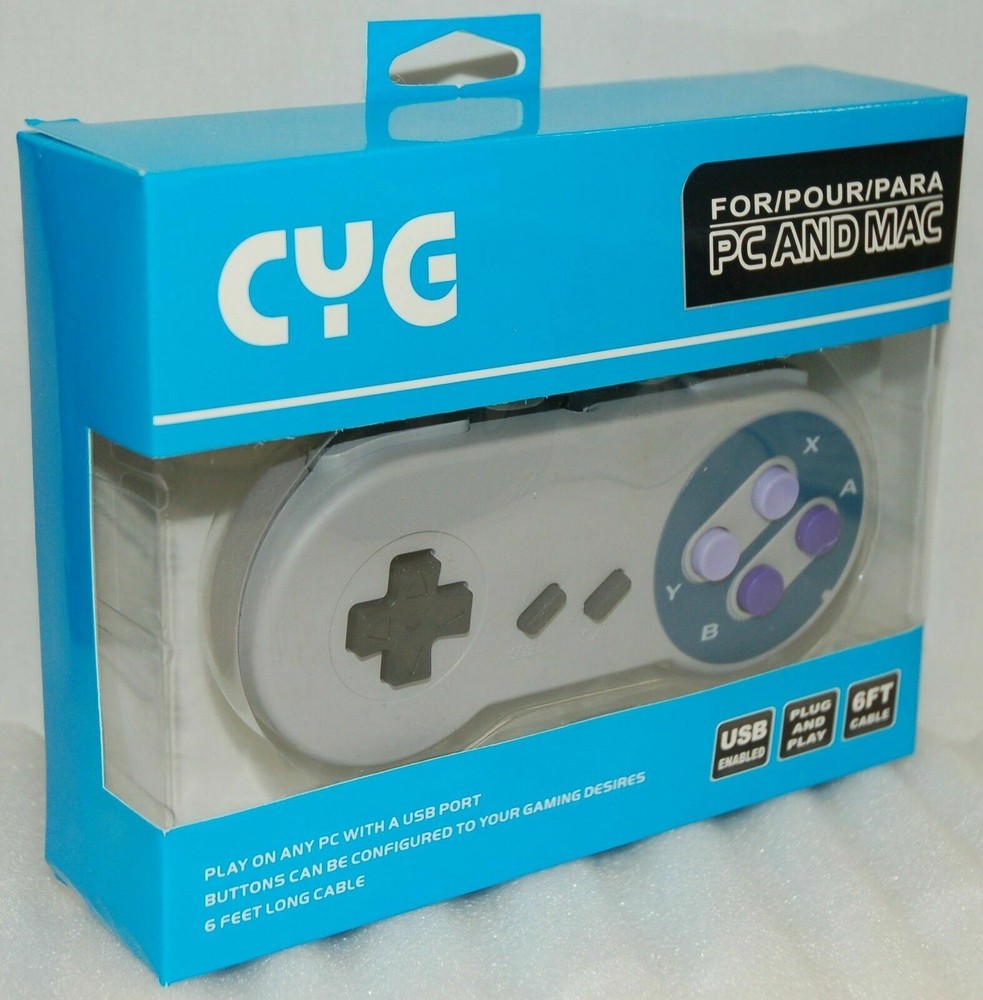 NEW SNES Super Nintendo Style Plug & Play USB Enabled PC Mac Controller 6' Cable