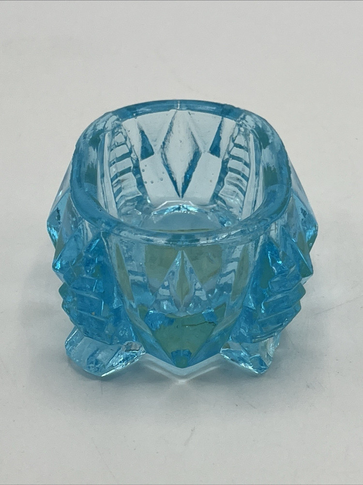 Sapphire Blue EAPG Open Master Salt Cellar 3" Antique