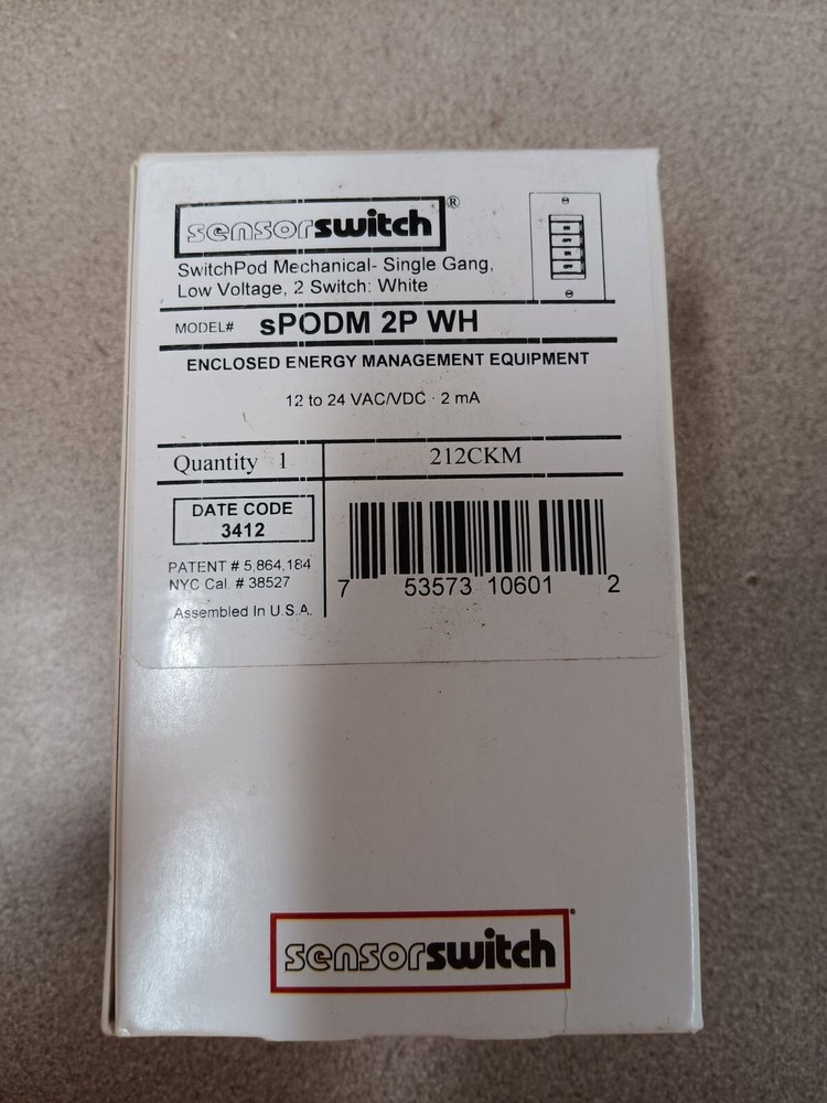 Sensorswitch sPODM 2P WH Push-Button On/Off Switch, White