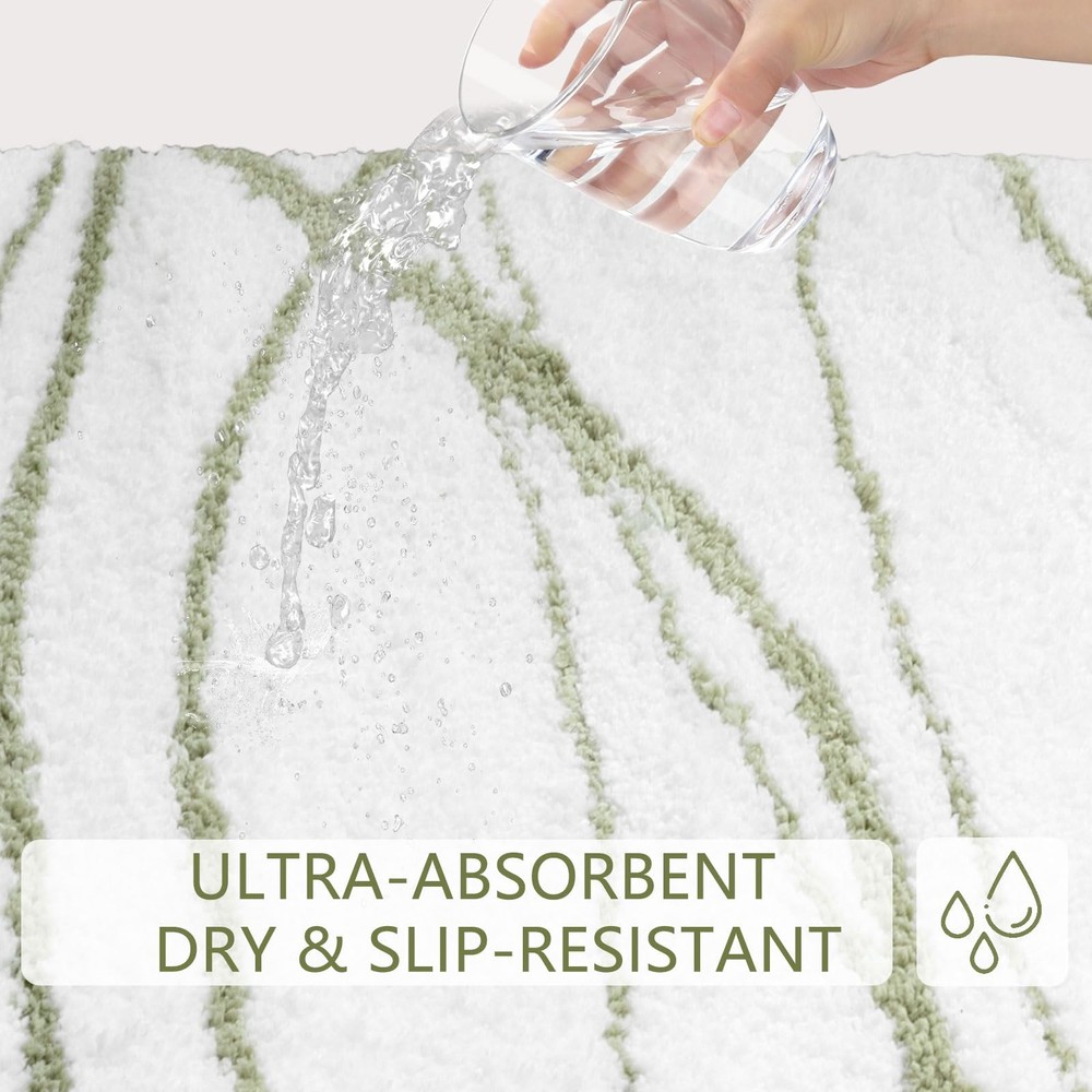 Tititex Luxury White Sage Green Curve 1'4" x 2' (Rectangular),