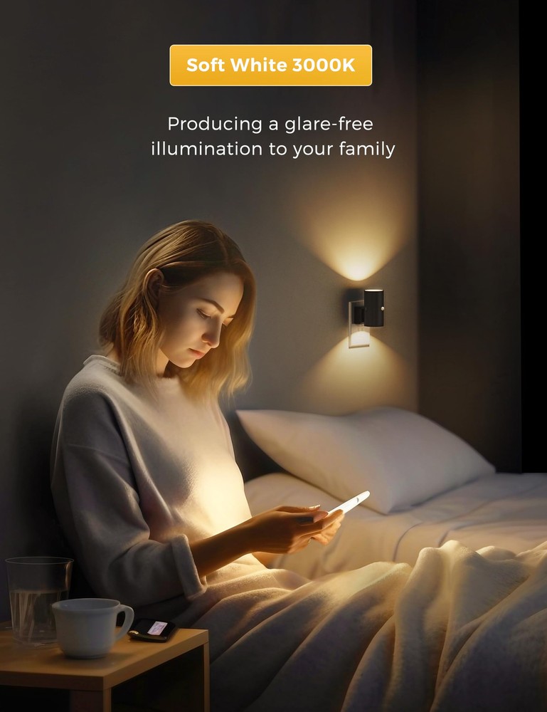 Motion Sensor Night Light Plug in, 2 Pack, Motion Activated Night Light, 0-10...