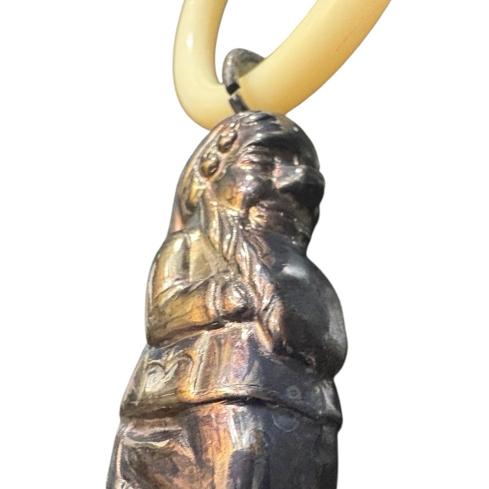 VTG Figural Gnome or Child Baby Rattle Silver Plate Storybook Character Design