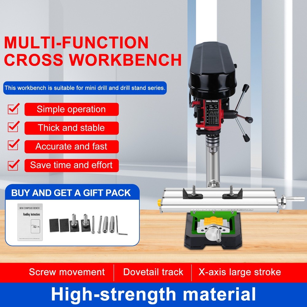 Upgraded Mini Multifunction Cross Slide Table Milling Working Drilling Bench