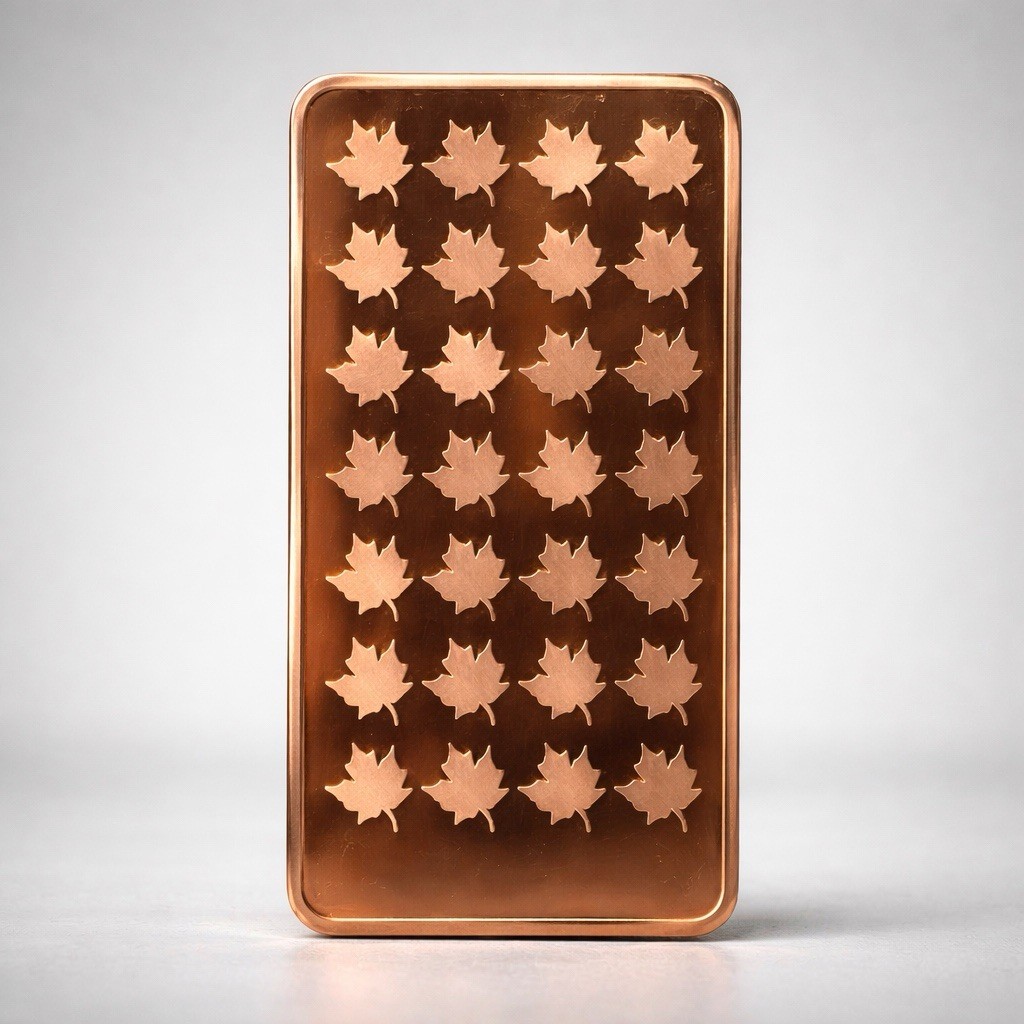 10 OZ Copper Maple Leaf Bullion Bar .999 Fine American Made Pure Copper Polished