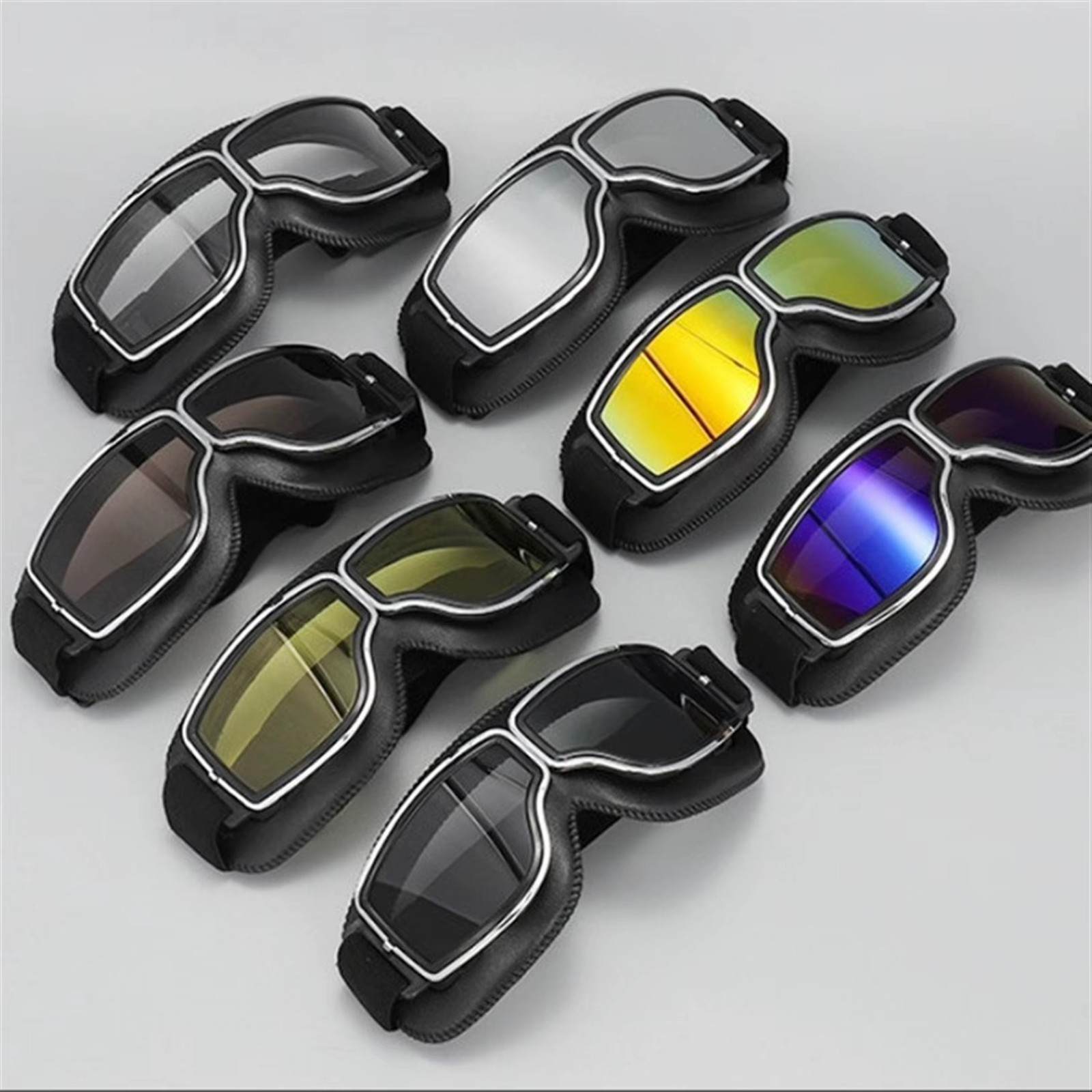 New Motorcycle Goggles Fit Over Glasses For Men Vintage Leather Riding Glasses**