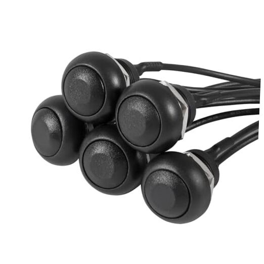 5Pcs 12mm Momentary Push Button Switch Mini Round Switch Waterproof ON Black