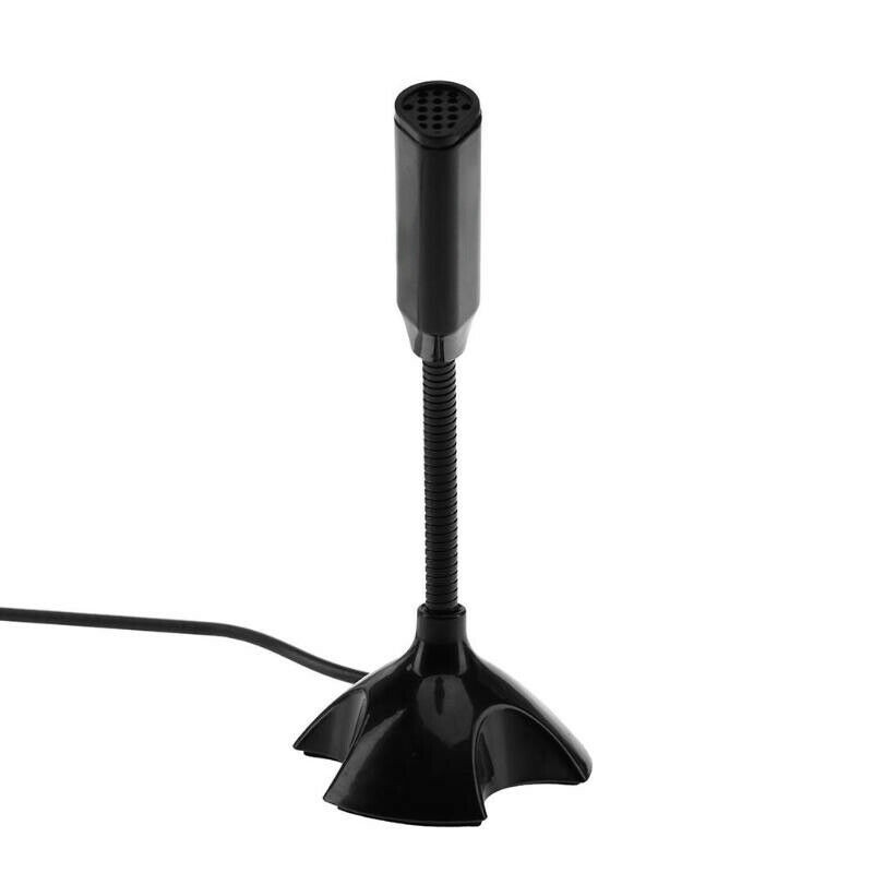 Black USB Mini Desktop Speech Microphone Stand for PC Laptop Computer Notebook G