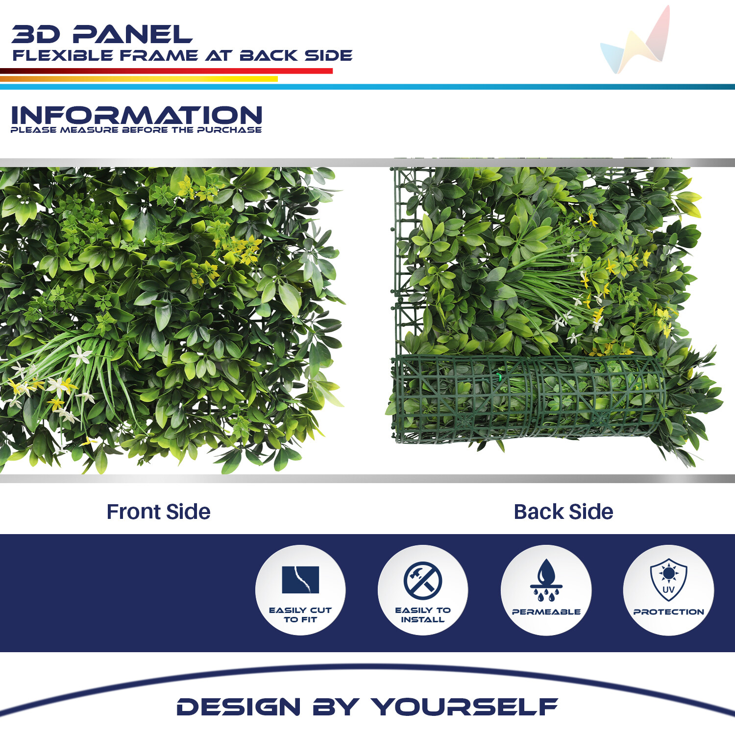 20"x20" Artificial Faux 3D Mix Leaf Privacy Fence Screen Decor Panel Hedge V6