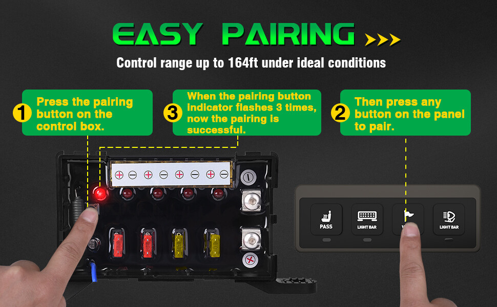 Wireless Switch Panel, 4 Gang Led Lights Flash Remote Circuit Control Relay Box