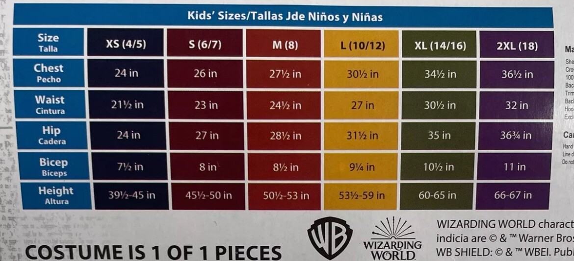 🧙Harry Potter House Robe •Hogwarts Robe By Disguise One Size Kids’ Fit XS - 2XL