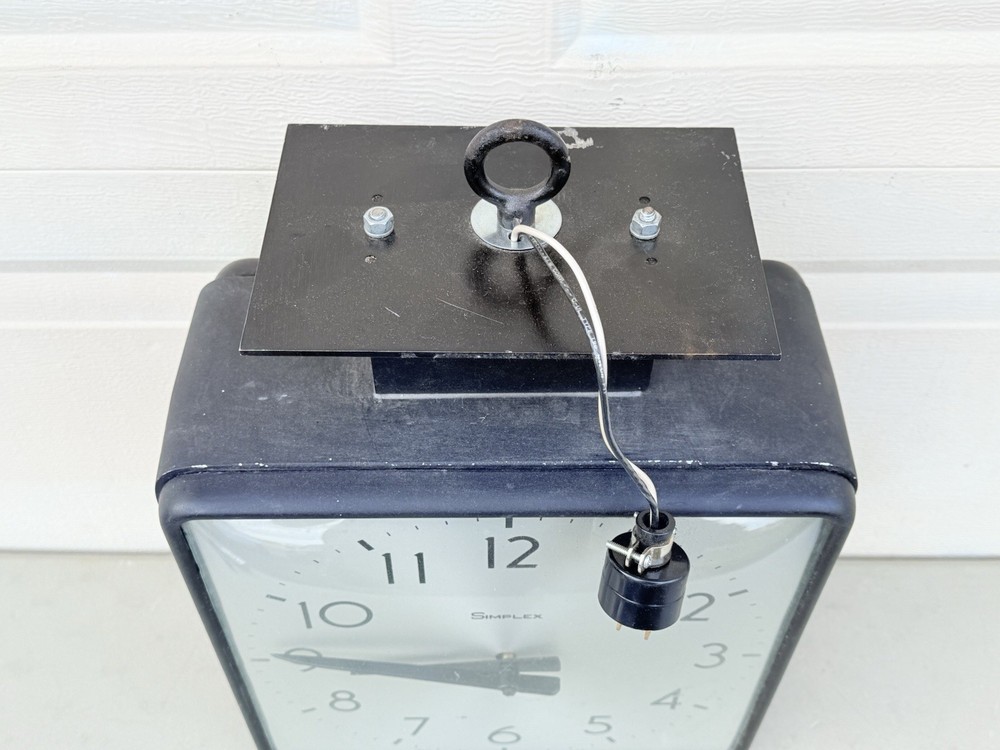 Vintage Simplex Industrial Hanging Ceiling Clock Square Double Sided