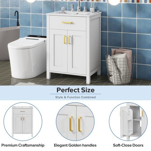 Ample Storage Bathroom Sink Vanity Solid Wood Frame 48 inch Vanity Bathroom