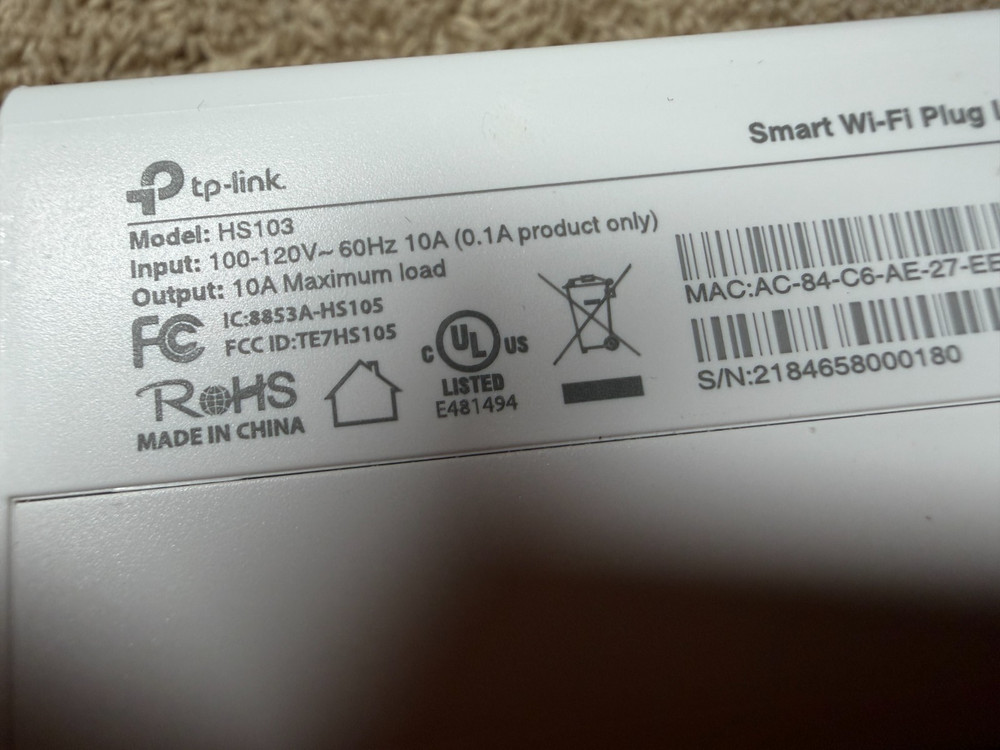 TP-LINK Smart Wi-fi Plug Mini - White (HS103) Works Well