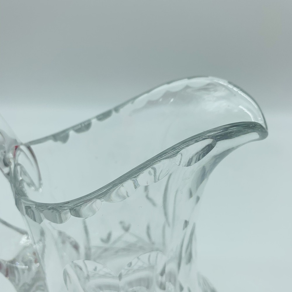 Lead Crystal Pitcher, Cut crystal pattern with Starburst Pattern 9”