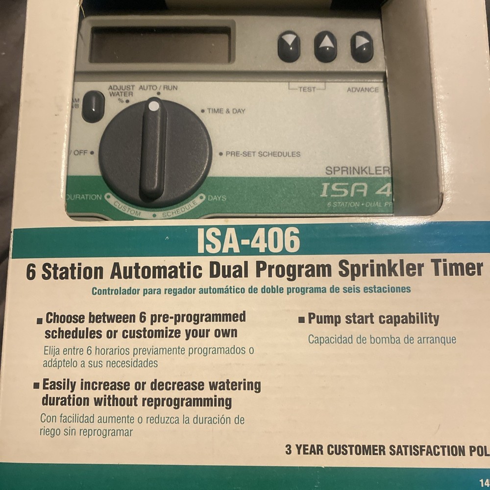 Rain Bird ISA-406-RS Irrigation Timer - 6 Station Duel Program Sprinkler Timer