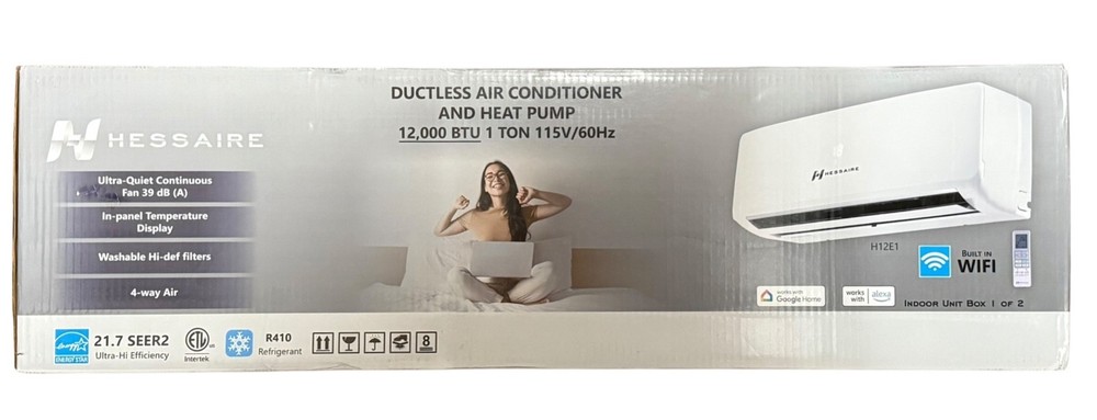 NEW Hessaire Mini Split Air Conditioner Single Unit Compatible Model H12E1