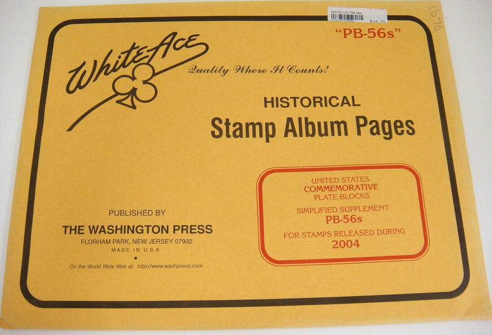 White Ace 2004 U.S. Commemorative Plate Blocks Simplified Supplement PB-56s NOS