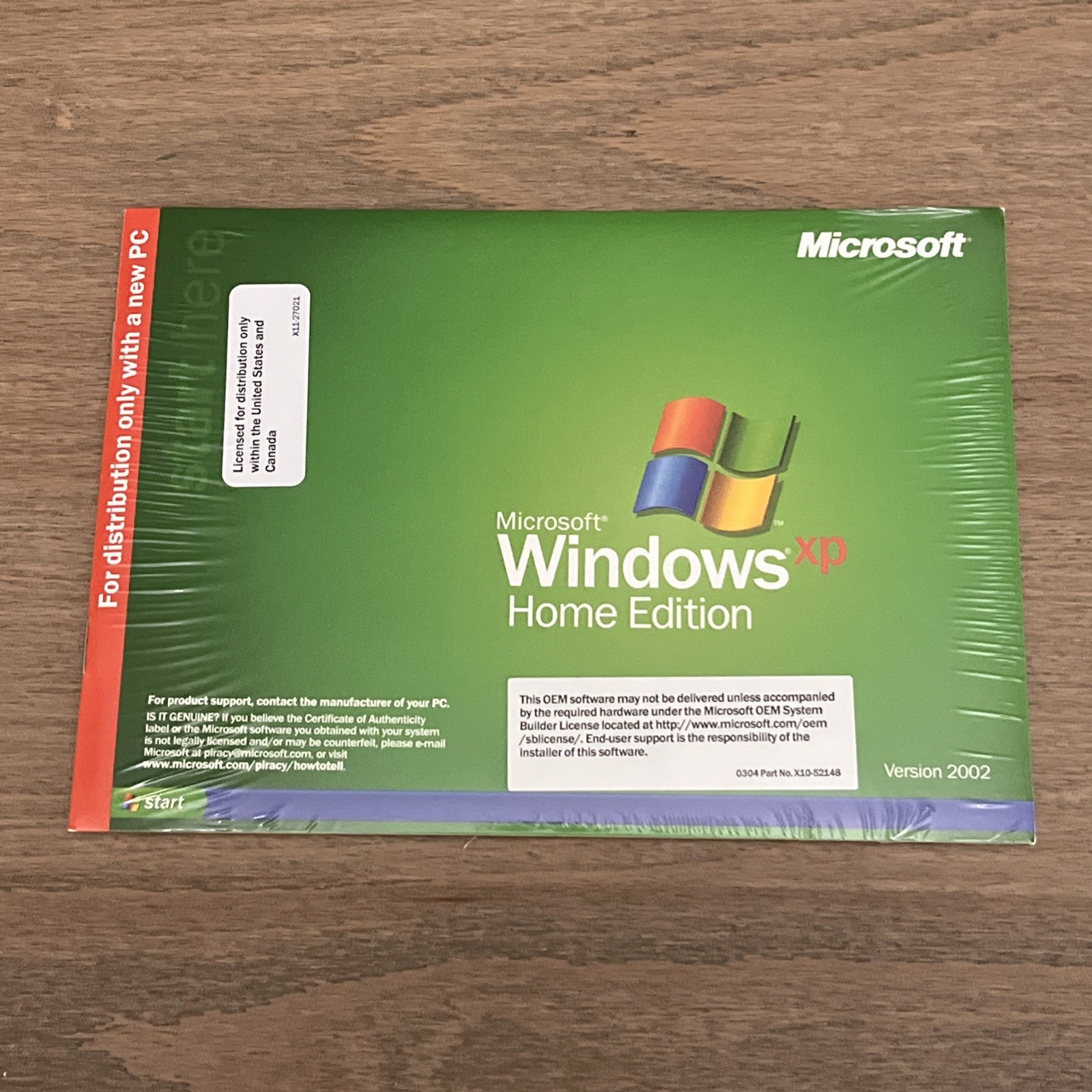Windows XP Home Edition Version 2002 "For Distribution With New PC"