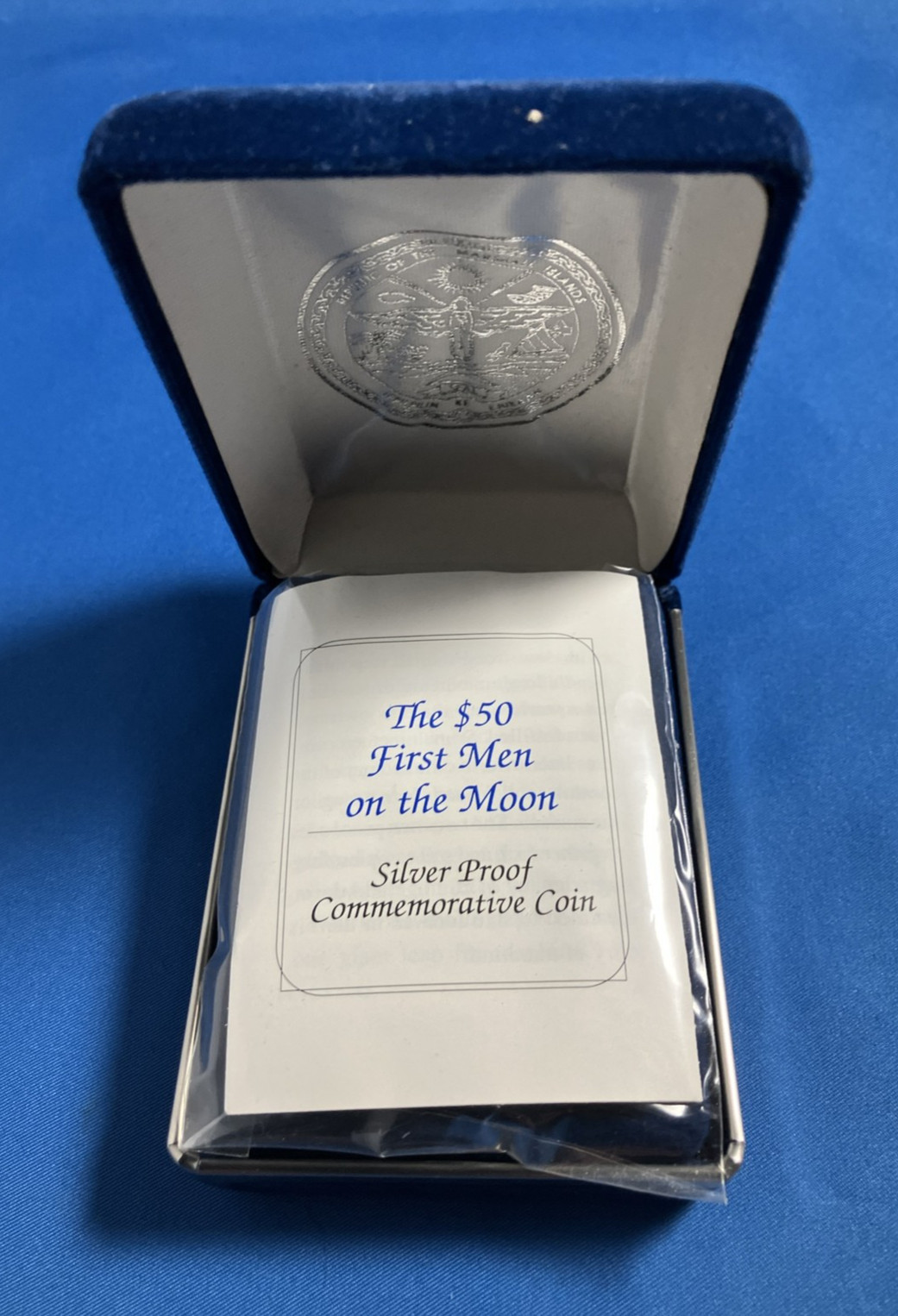 1989 Marshall Islands Silver Proof First Men on the Moon Fifty 50 Dollar Coin