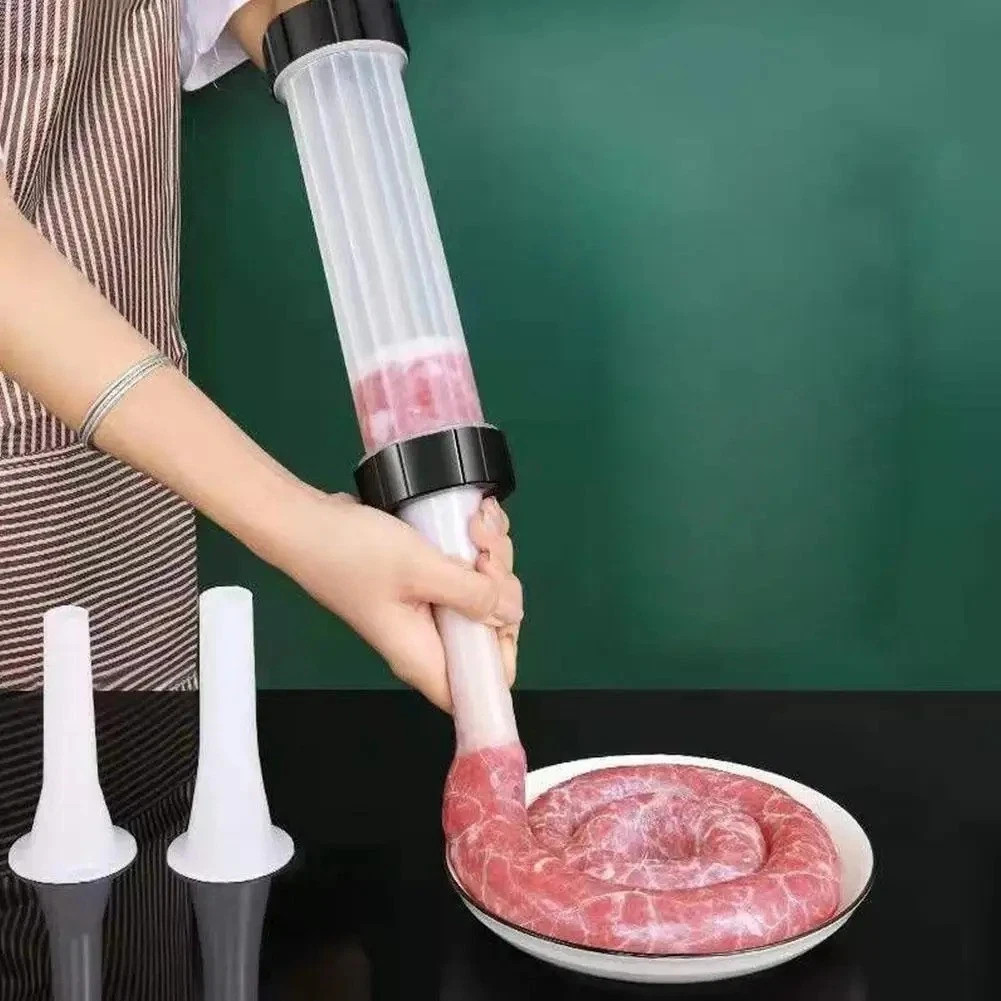 Manual Sausage Stuffer – Homemade Sausage Maker with 3 Funnels Meat Injector