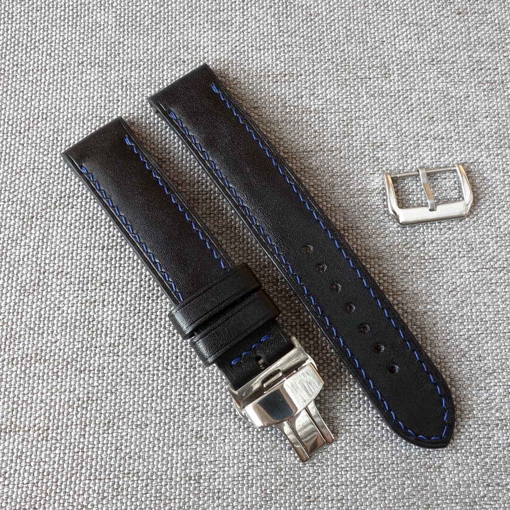 Black leather handmade strap for Ball Engineer Hydrocarbon, 21mm