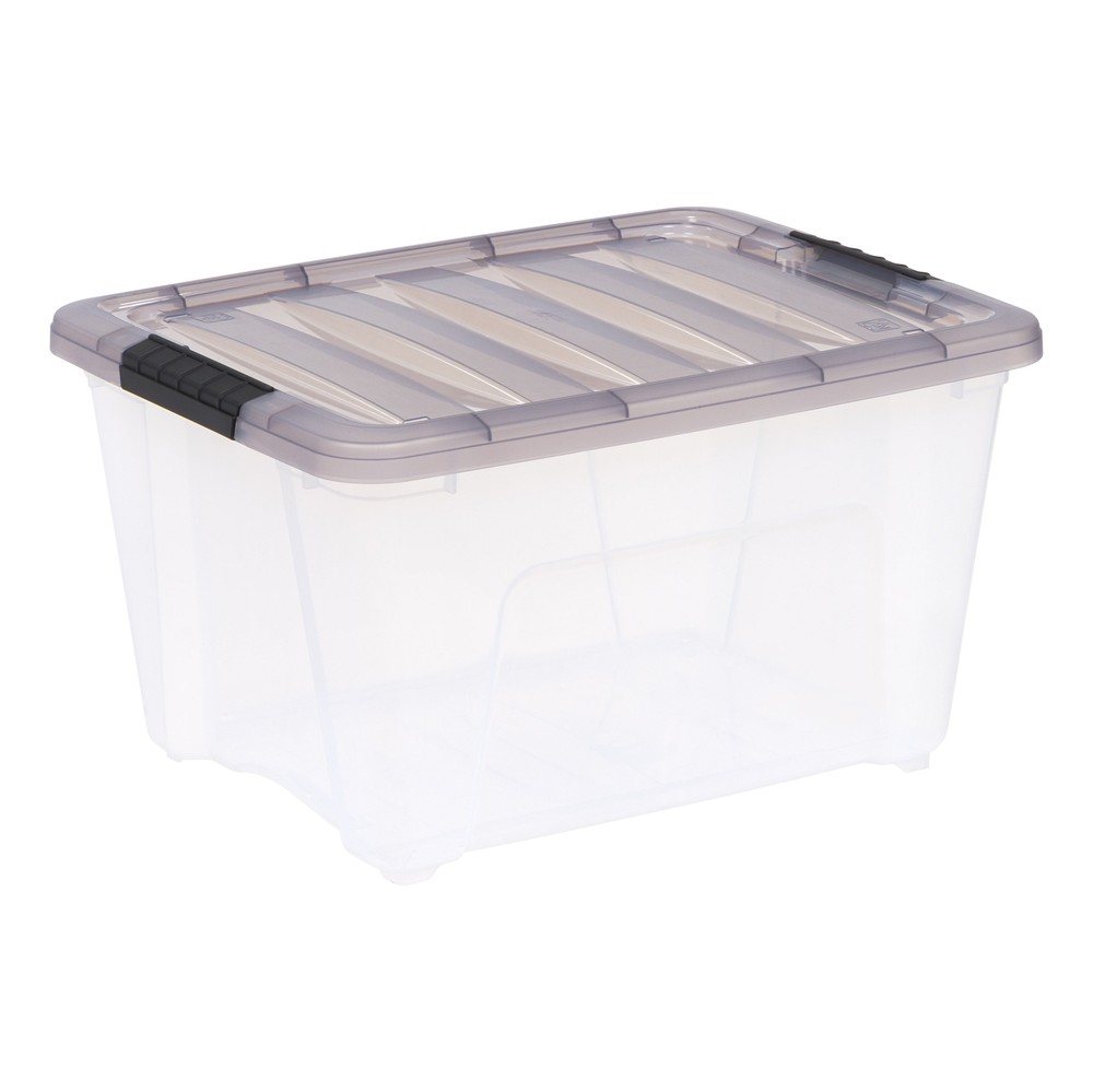 32 Qt. Plastic Storage Bin with Lid, Stackable Storage Containers, Tote