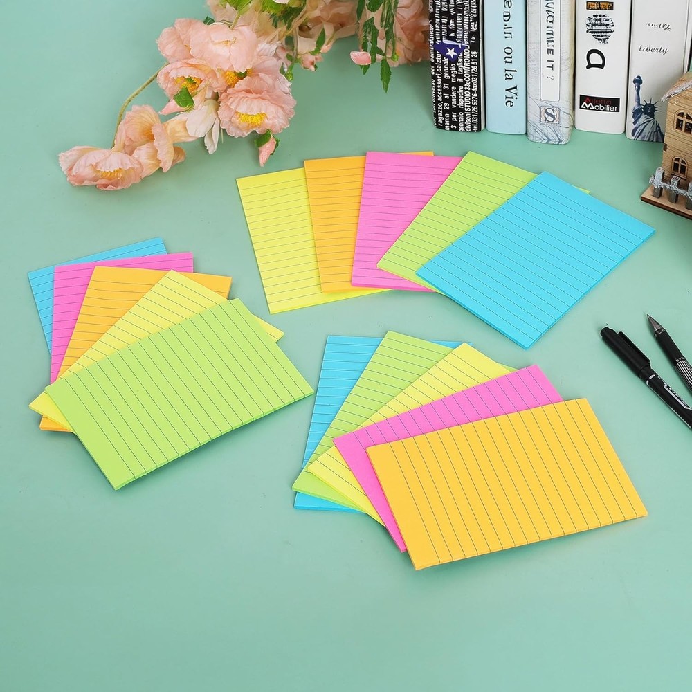 Lined Stiy Notes in Post, Lar Stiy Pads with Lines Self-Sti Note