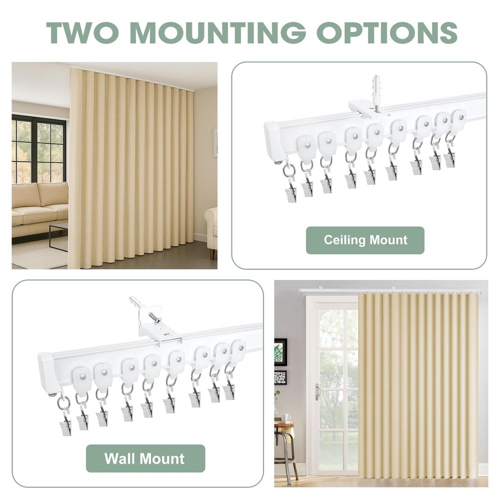 Cbsroro Flexible Bendable Ceiling Curtain Track Room Divider Ceiling or Wall Mou