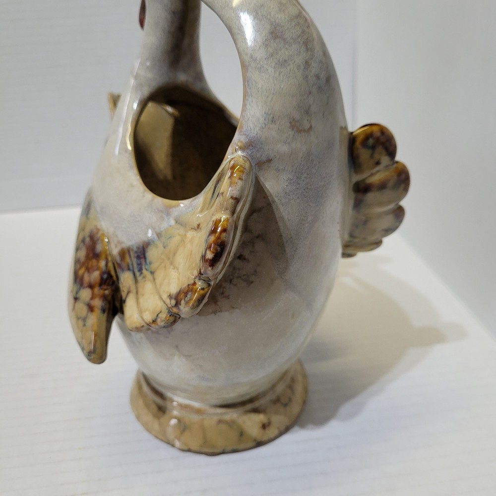 Ceramic Chicken Pitcher Glazed Handmade 9.5in