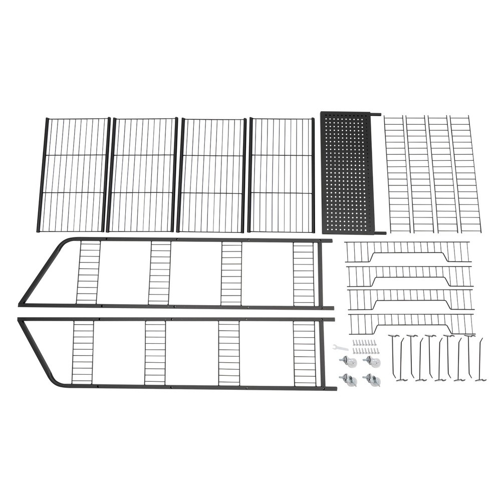 Rolling Retail Display Rack 4 Tier Black Store Merchandise Shelf Unit